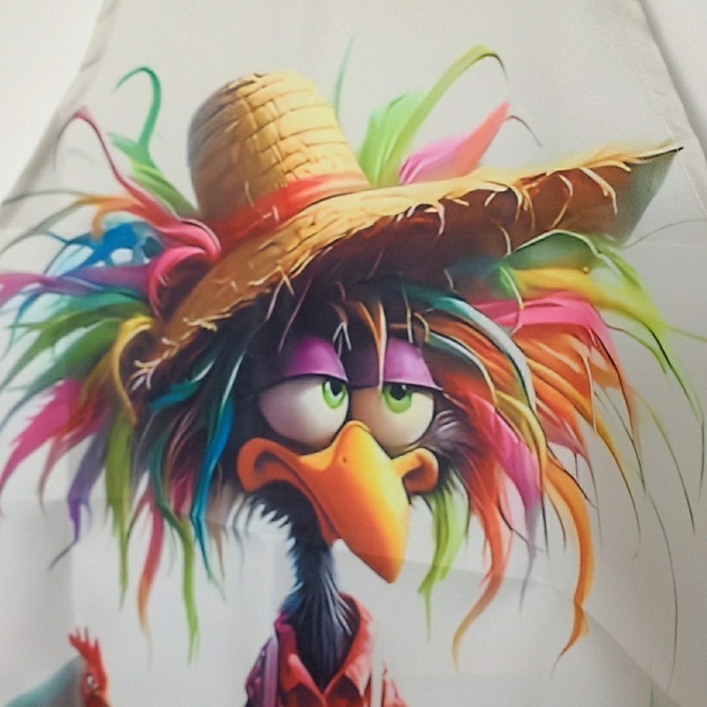 Colorful Cartoon Rooster Apron